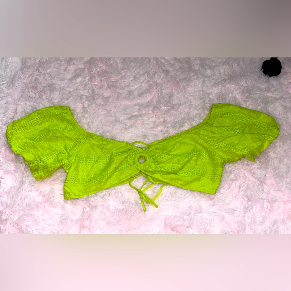 $15 Lime Green Eyelet Crop Top